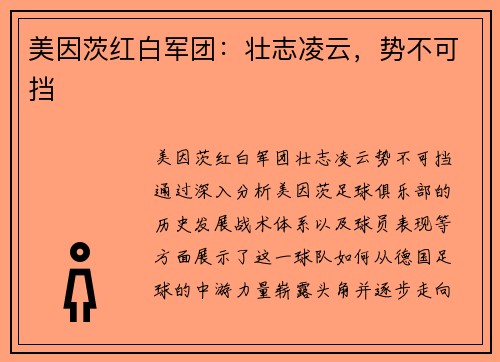 美因茨红白军团：壮志凌云，势不可挡